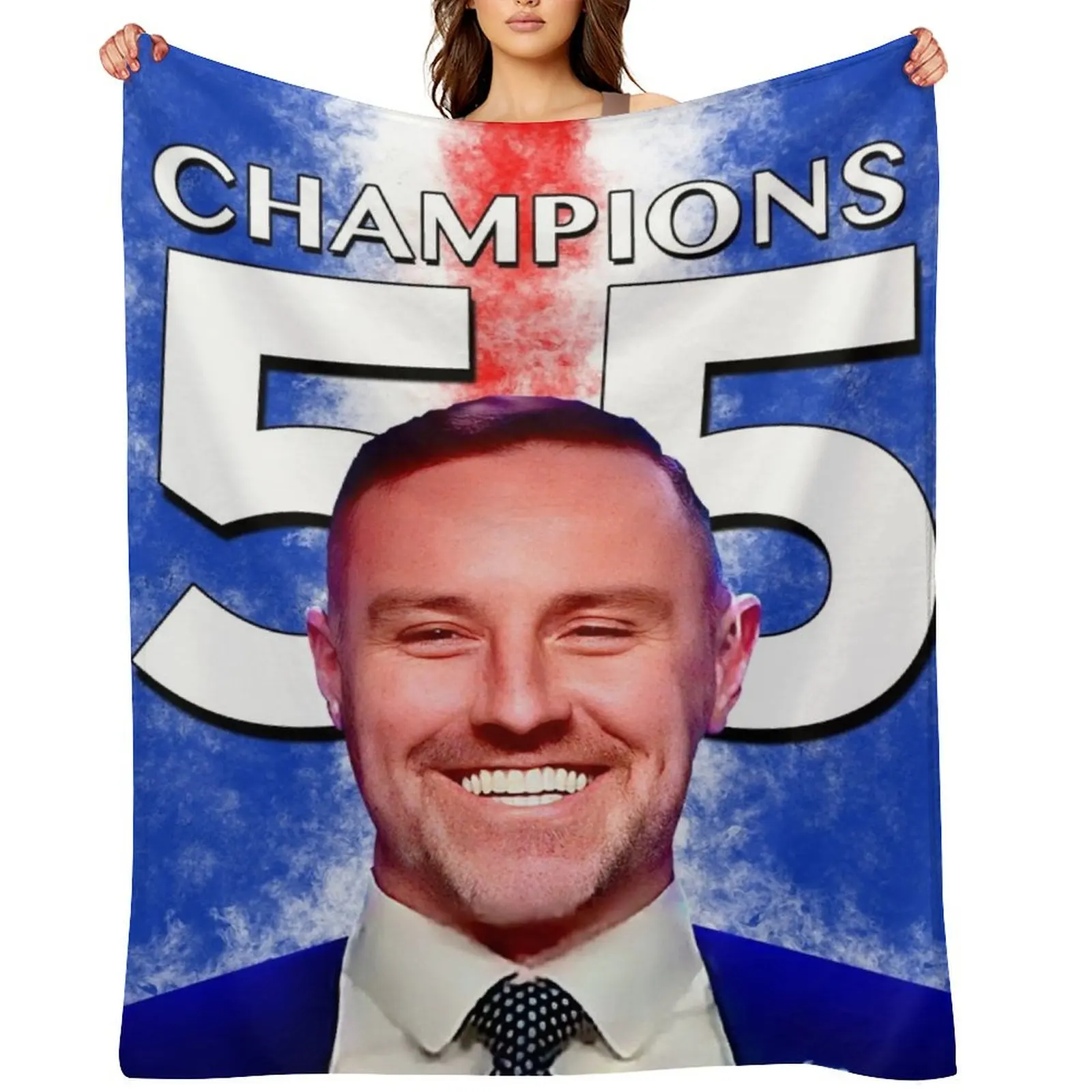 

Glasgow Rangers Champions 55 Throw Blanket Plaid on the sofa Comforter Retros Decoratives Blankets