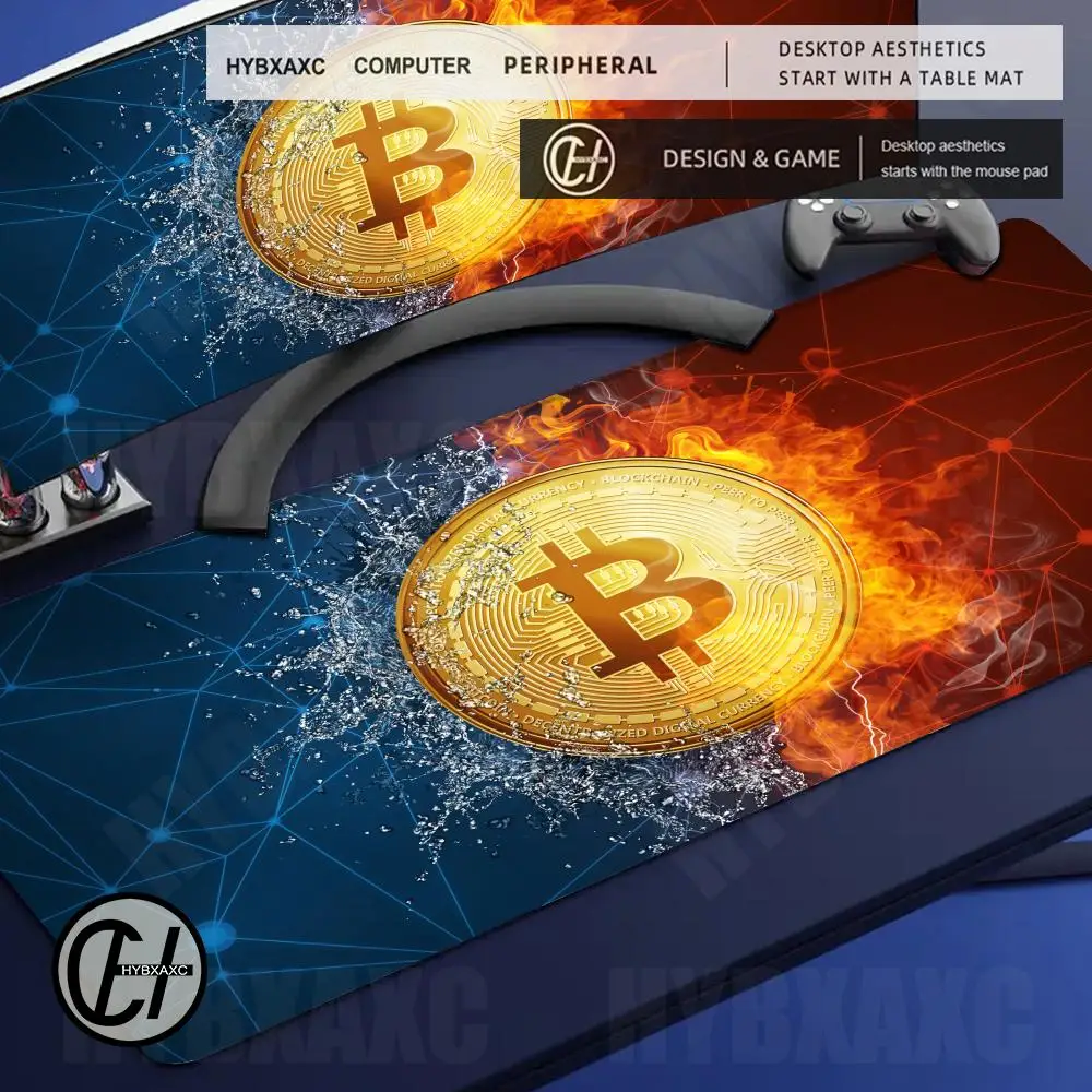 

1pc Bitcoin Coin Mouse Pad Gaming Large Mousepad Anti-slip Rubber mouse mat Computer Gamer Desk Mat Stitched Edge gamer Mousepad