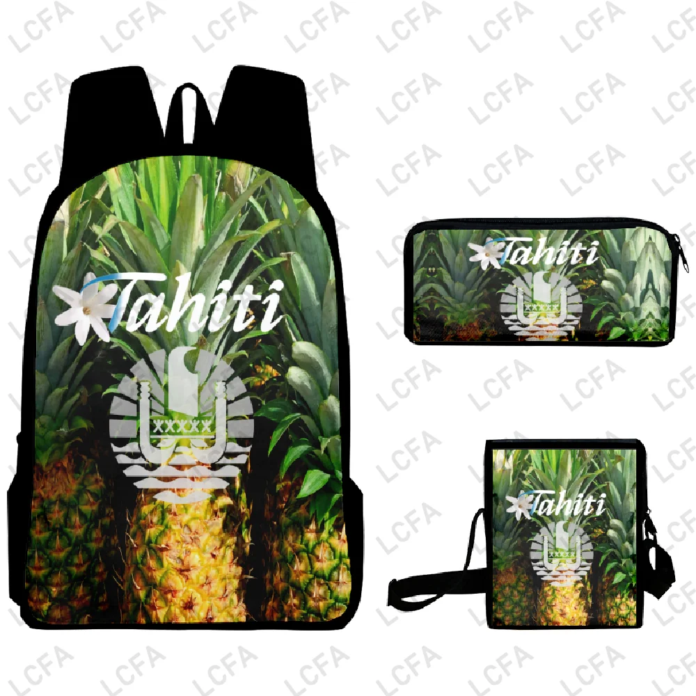 

3 Pcs Set Tahiti Polynesia 3d Print School Bag For Boys With Shoulder Bag Pencil Case Patten Backpack Custom Add Your Text Logo