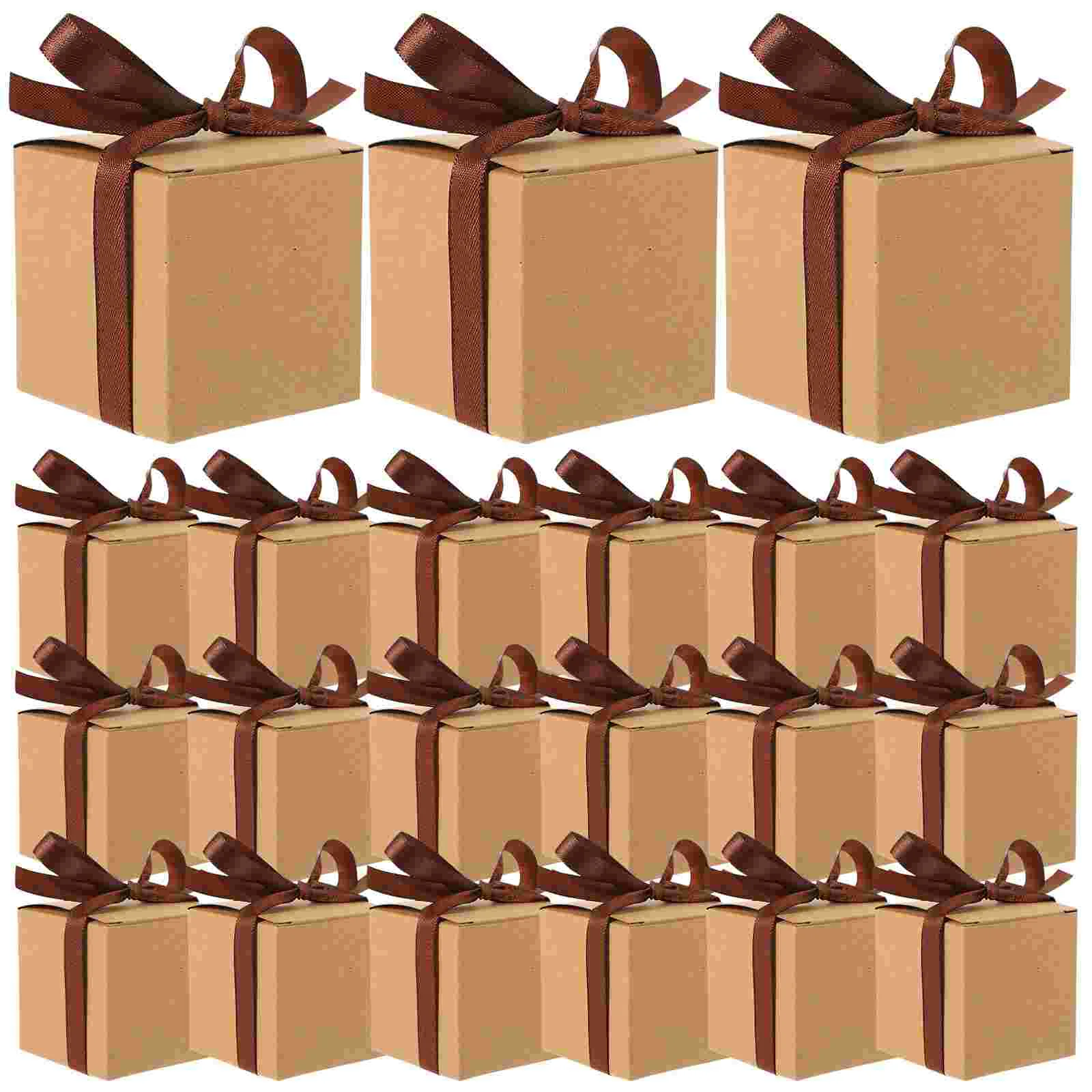 

50 Set Candy Box Decorations Chocolate Paper Boxes Square Packaging Wrapping Kraft Small For Gifts Decorative