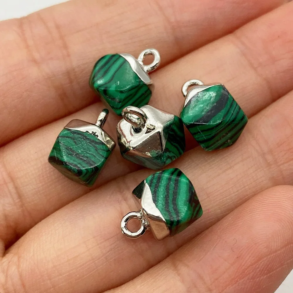 5pcs Natural Stone Small Pendant Black Onyx Fine Opal Faceted Pendant Charm Jewelry for DIY Making Jewelry Necklace Earrings