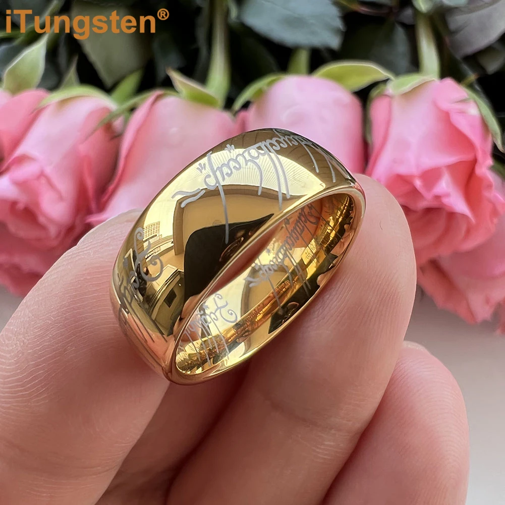 iTungsten 6mm 8mm Fashion Tungsten Carbide Ring for Men Women Engagement Wedding Band Trendy Jewelry Laser Engraved Comfort Fit