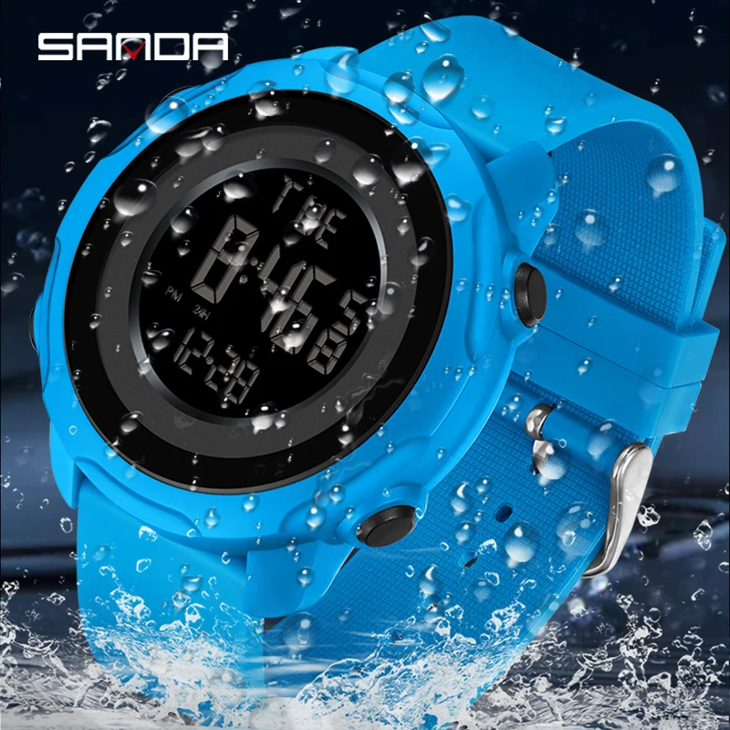 Fashion Sanda Brand New Waterproof Men Watch Fashion Multifunctional Luminous Digital Wristwatch Outdoors Sports Student Watches