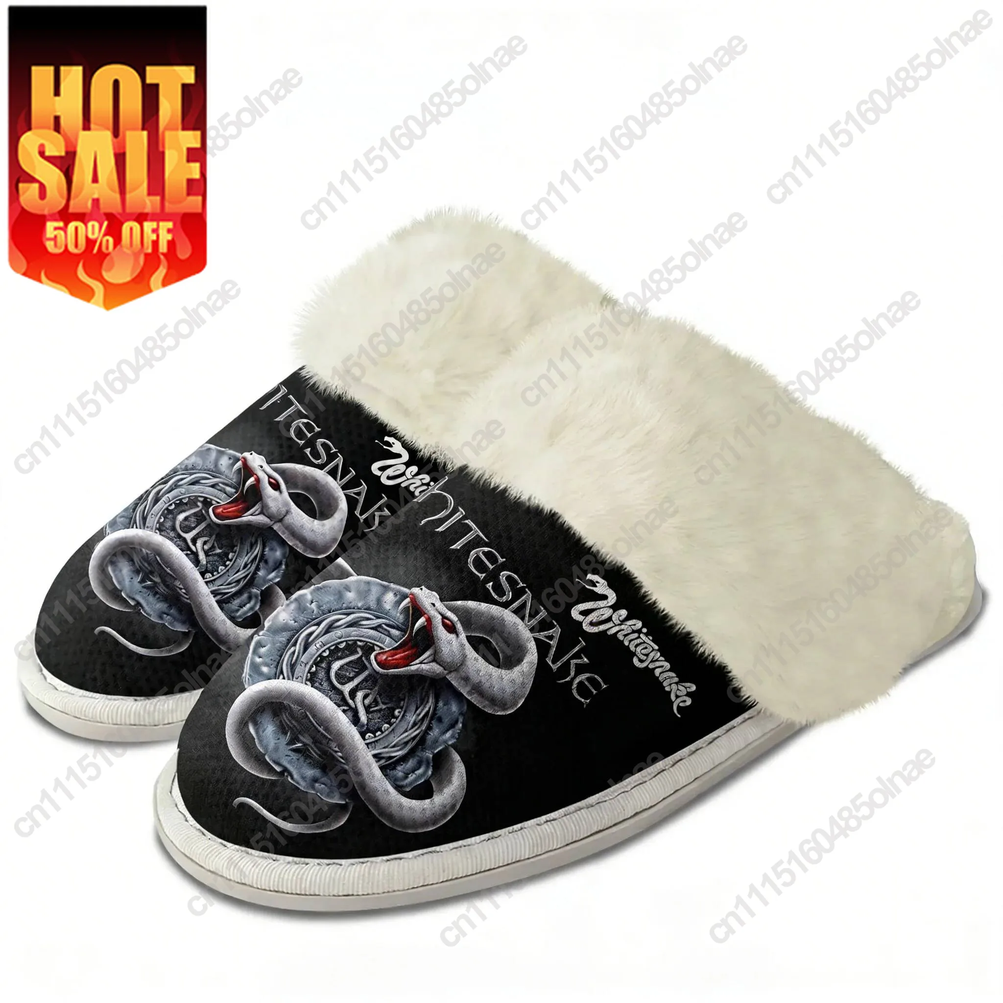 Whitesnake Music Rock Band Slippers Keep Warm Shoes Mens Womens Retro Hip Hop Breathable Home Cotton Thermal Lightweight Slipper