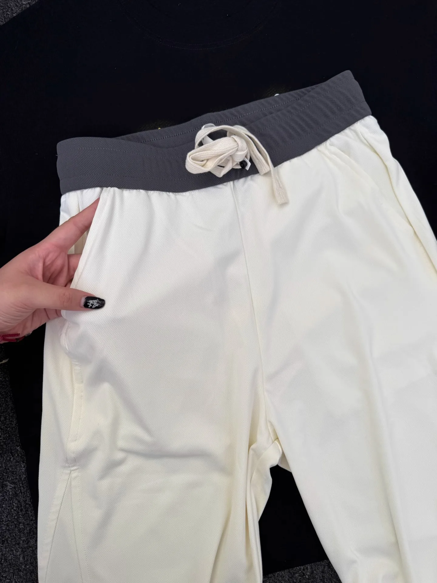 

Qui Dry Ice Silk Men's Summer Casual Pants Asymmetrical Cut Bend Knife Waist Color Blo Wide Leg Pants Breathable Lightweight