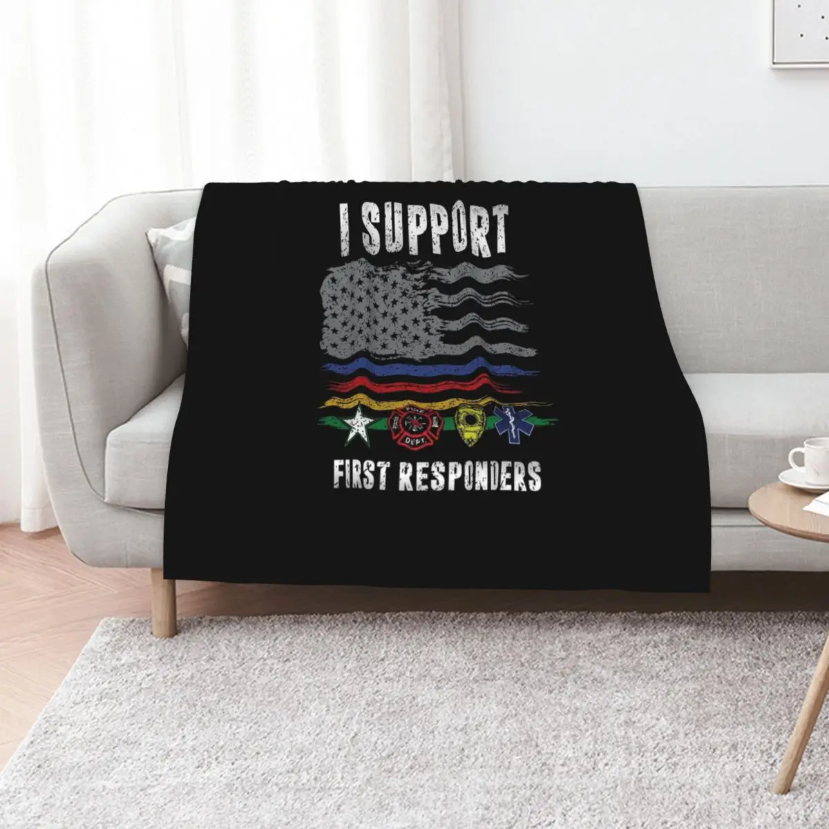 I support First Responder Throw Blanket Baby Stuffeds For Sofa Thin Cute Plaid Thermals For Travel Sofas Blankets