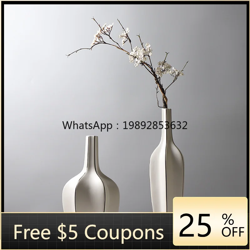 

LYY Small Diameter Hydroponic Vase Creative Line Flower Arrangement Ceramic Decoration Matte Starfruit Ornament