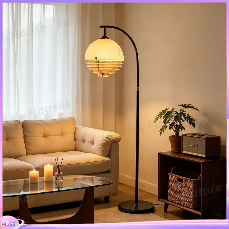 For Medieval Sunset Floor Lamp Living Room Bedroom Retro Designer Standing Light Sand Texture Ambient Decor Modern Home
