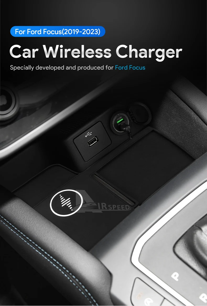 15 W Auto Drahtlose Schnelle Lade Halter Für Ford Focus 2019 2020 2021 2022 2023 Handy Ladegerät Bord Trim zubehör – Detail 1