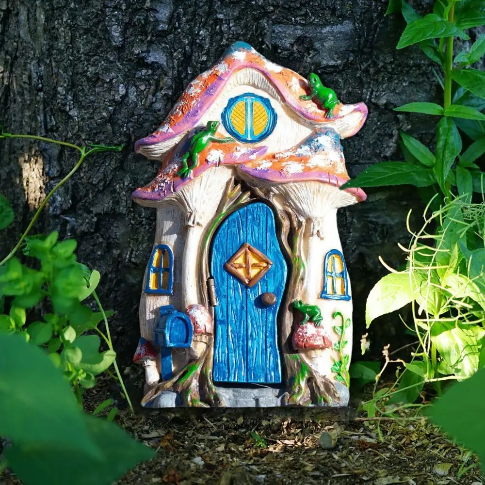 Beautiful Wooden Dollhouse Miniature Fairy Elf Door 10cm Colorful Garden Door Yard Art Sculpture Fairy Door Dollhouse