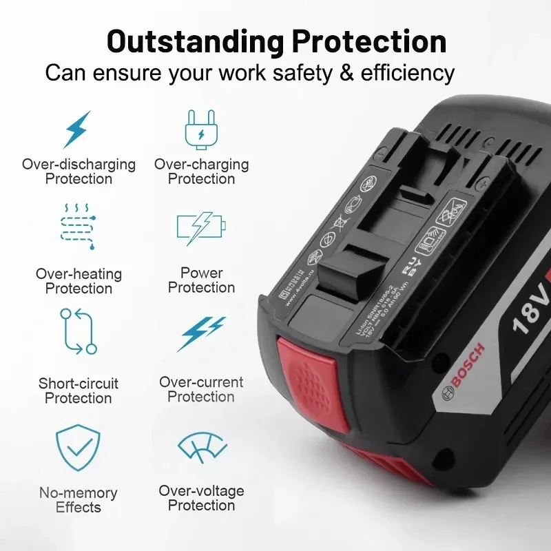 100% الأصلي 18 فولت 6Ah 5Ah 3Ah BOSCH المهنية 18 فولت 18650 بطارية 18 فولت ليثيوم أيون استبدال ل BAT609 BAT609G BAT618 BAT618G #6