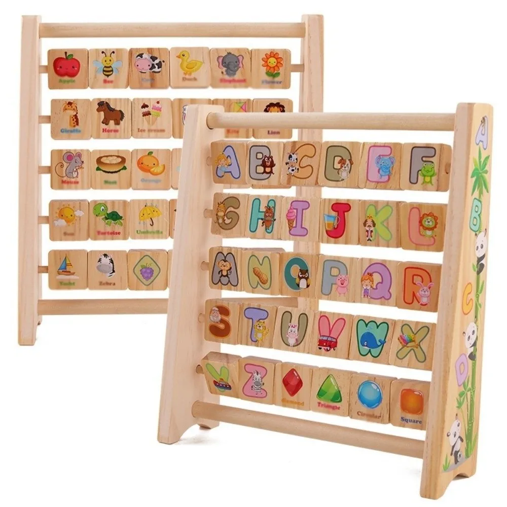 Wooden Letter Board Flip Board English Alphabet Learning Montessori Teaching Aids Arithmetic Bead Abacus