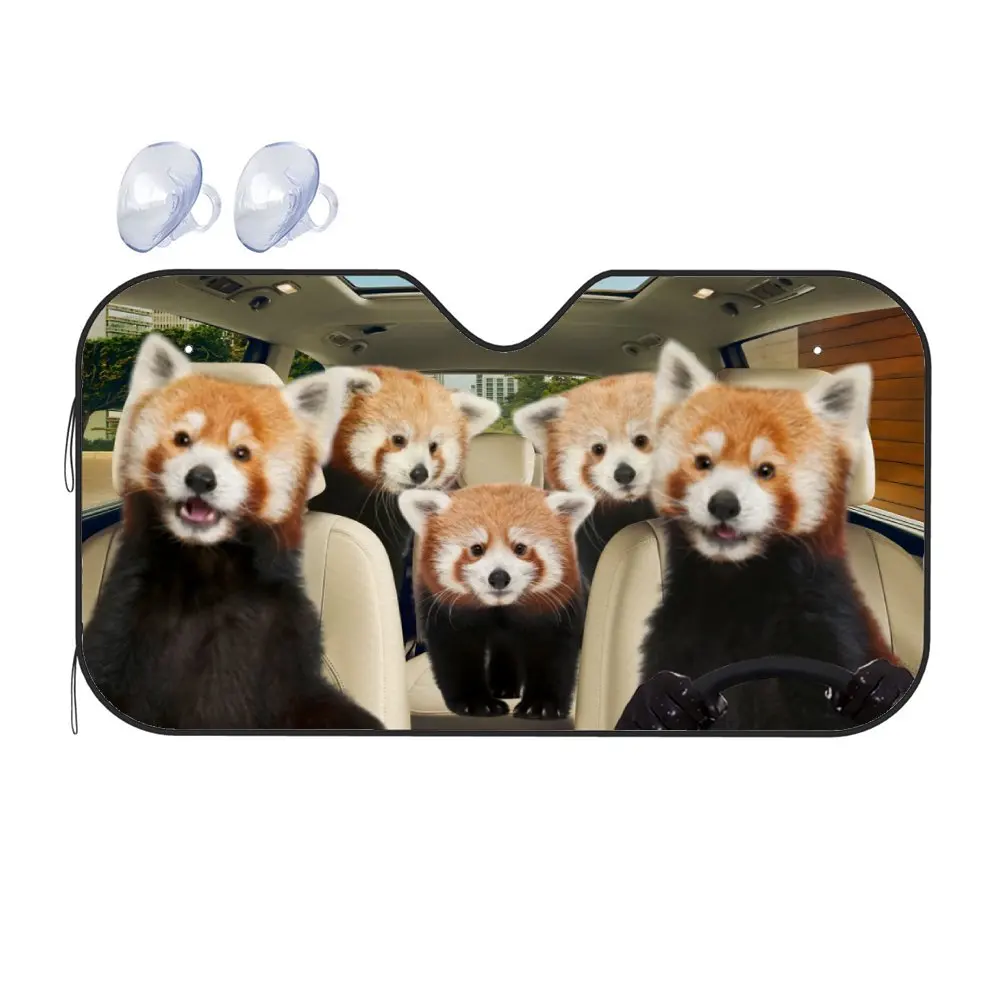 Cute Red Panda Driving Car Interior Front Windshield Sun Shade, Puma Concolor Sunshade for Truck SUV- Blocks Uv Rays Protector