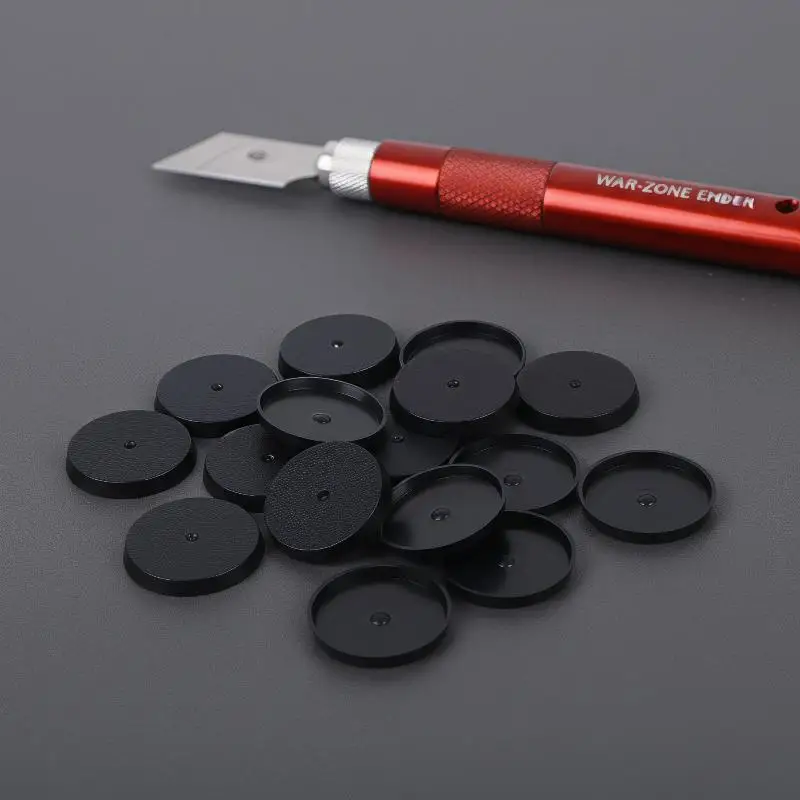 20Pcs 32mm Round Wargame Miniature Base Black Plastic Flat Stable Figure Holder For Tabletop Wargaming Model Hobby DIY Painting