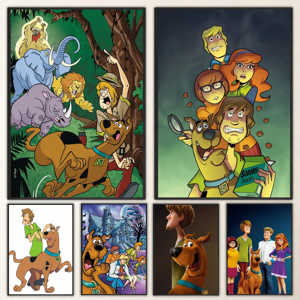 1pc ScoobyS Cartoon Doo Poster Self-adhesive Art Waterproof Paper Sticker Coffee House Bar Room Wall Decor