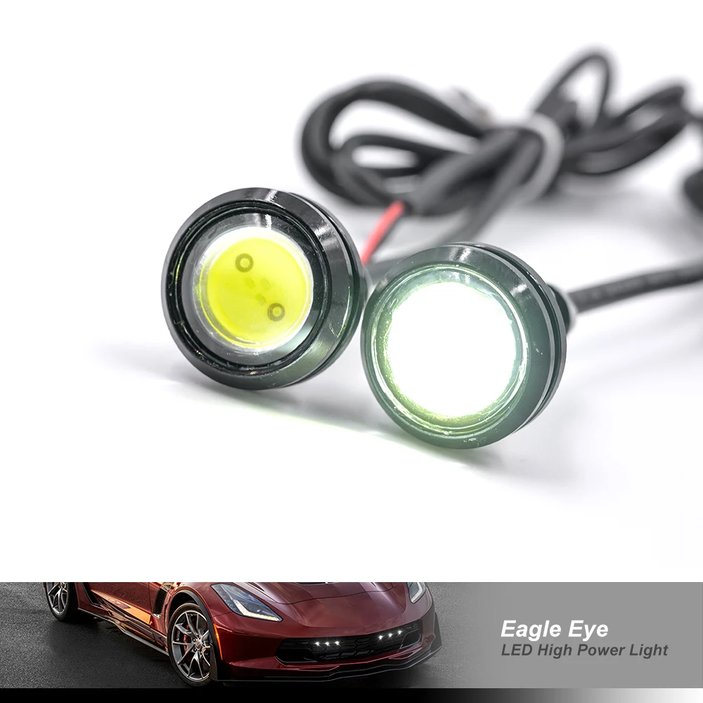 Red/blue/green/yellow/white bolt-on Car LED Daytime Running Light Eagle Eye Reversing Parking Signal Spotlight Lamp 3W SUV Motor