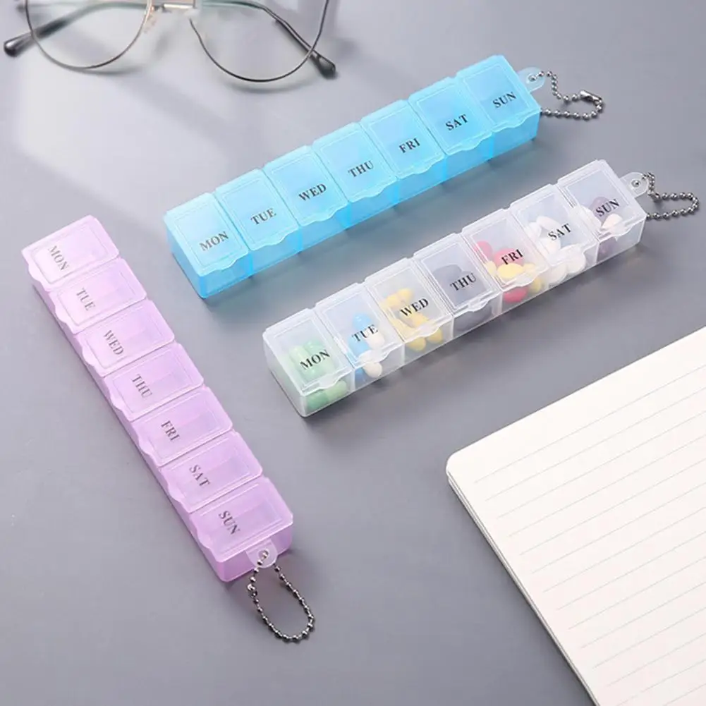 Pill Medicine Box 7 Grids Reminded Tablet Storage Pill Box Splitters Pill Case Organizer Good Sealing Dustproof Tablet Container