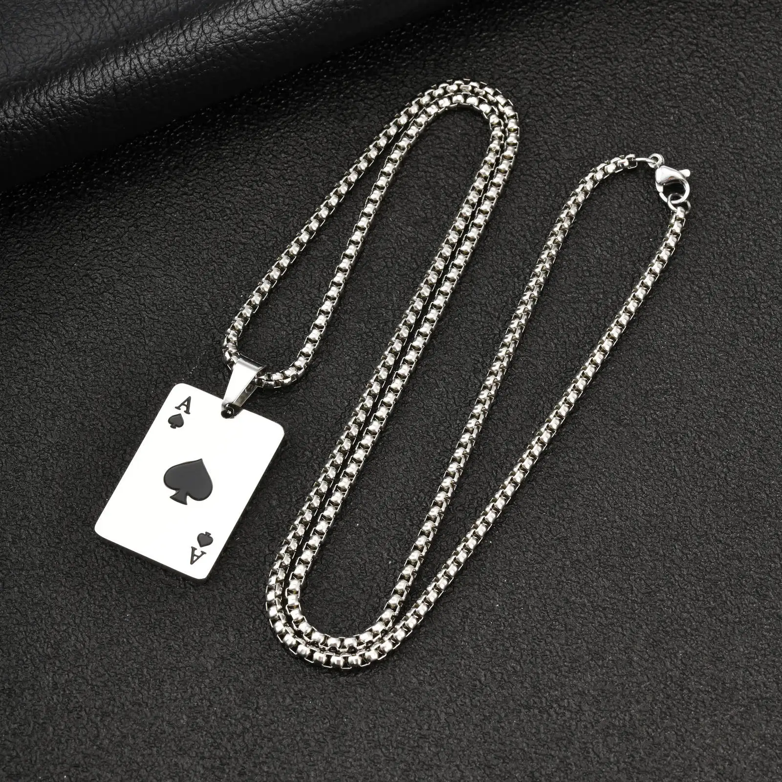 Vnox Stainless Steel Ace of Spades Pendant Necklace for Men, Hip