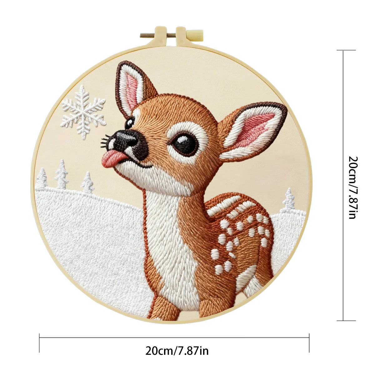 1 Stück 20X20CM/15X15CM 7,87/6,3 Zoll Hirsch-Stickerei-Starter-Kit DIY-Kit DIY-Stickerei-Set für Anfänger Heimdekoration – Detail 4
