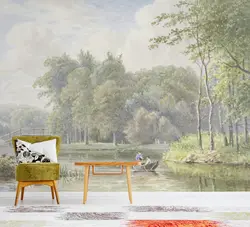Rural Vintage Landscape Wallpaper, Retro Scenic Wall Mural, Landscape Wallpaper, Vintage Wall Decor