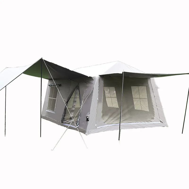 

13 inflatable tent, outdoor titanium vinyl camping overnight waterproof and windproof canopy, two rooms and two halls