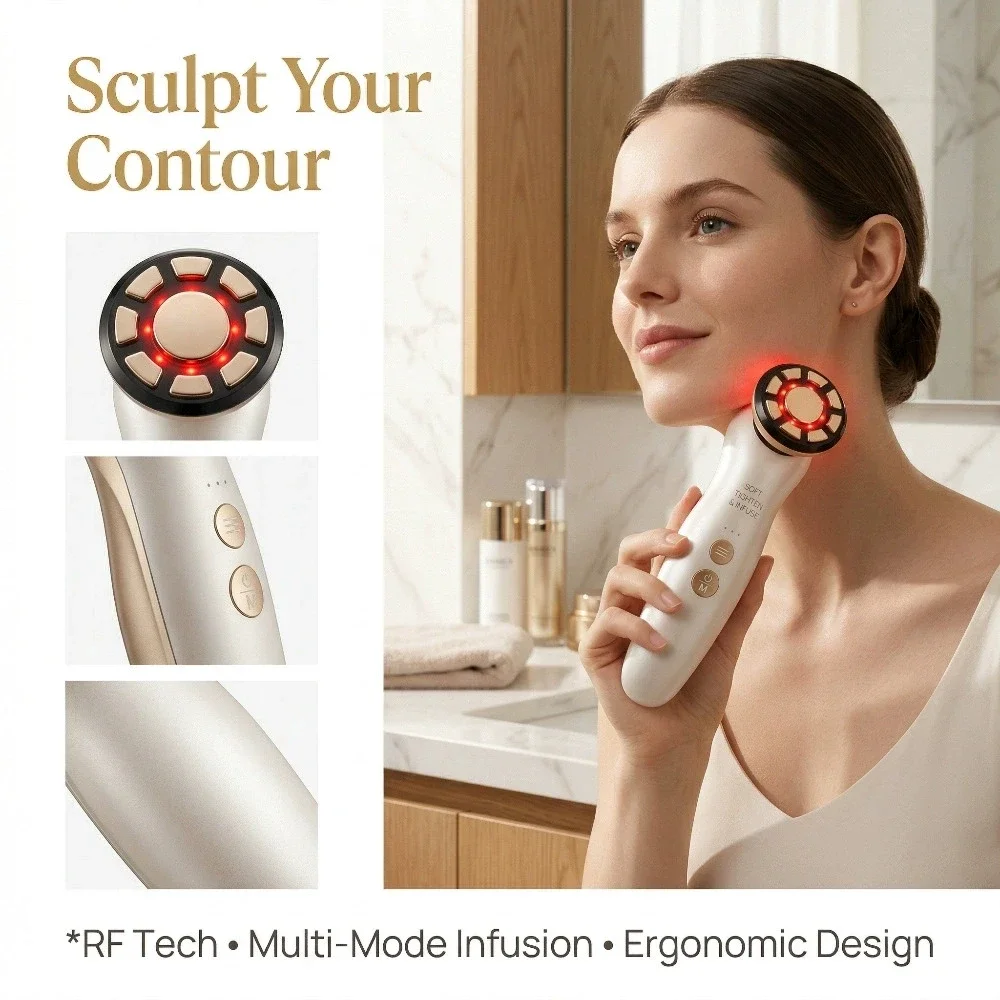 RF Facial Massager LED Light therapy Sonic Ion Vibration Skin Tightening Face Lifting Anti Wrinkle Beauty Device Skin Care Too