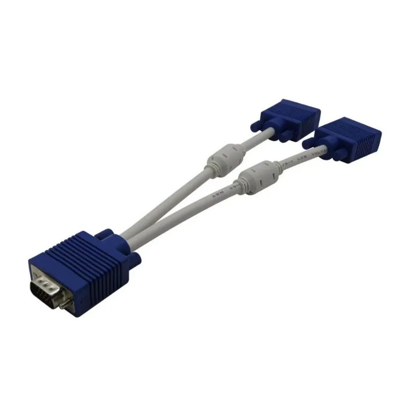 VGA Splitter Cable 1 Computer to Dual 2 Monitor Adapter Y Splitter Male to Female VGA Wire Cord for PC Laptop