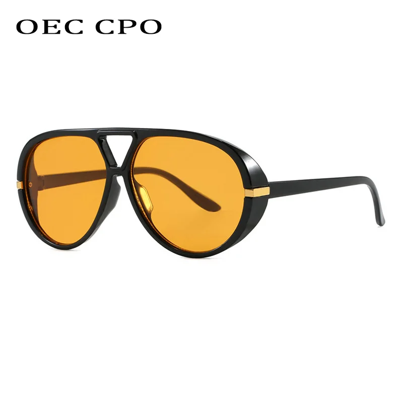 

OEC CPO New Punk Pilot Sunglasses Men Women Fashion Double Bridges Shades UV400 Sun Glasses Female Thick Frame Eyewear