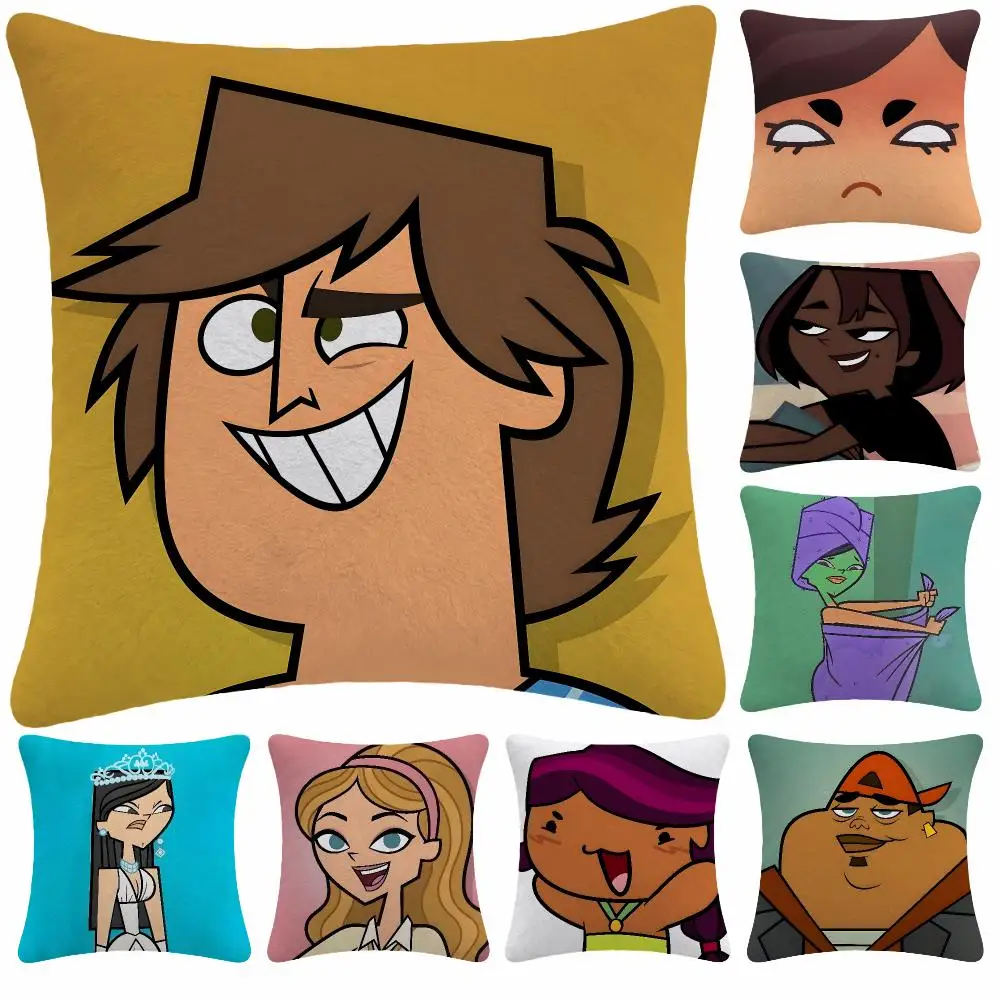 Cartoon Reality T-Total Drama Island Cushion Cover Soft Plush Decorative Sofa Bedroom Living Room Car Dorm Home Decor Gift