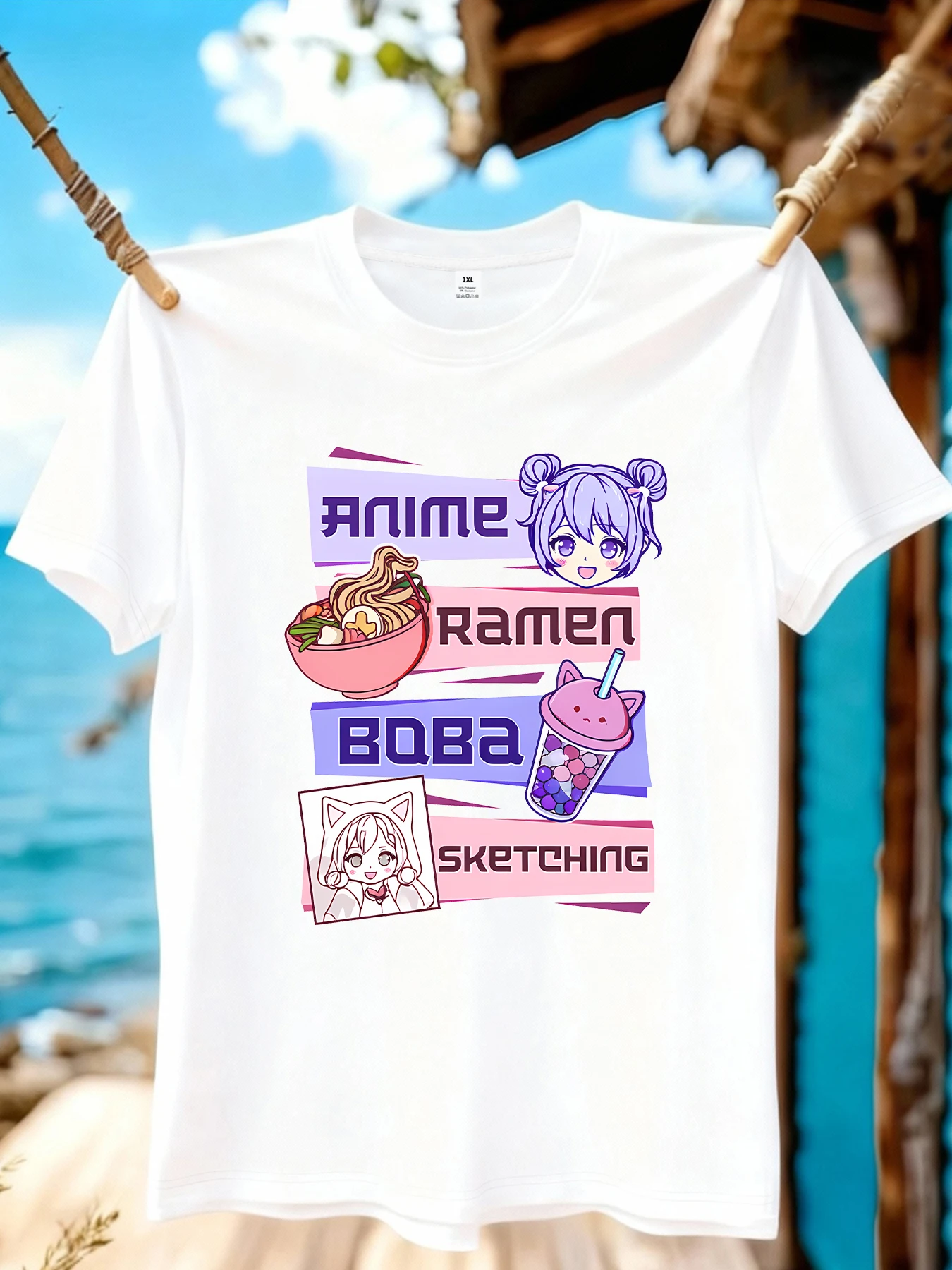 

【WZM109107】Creative anime printed plus size women's round neck summer casual short sleeved street fashion versatile T-shirt