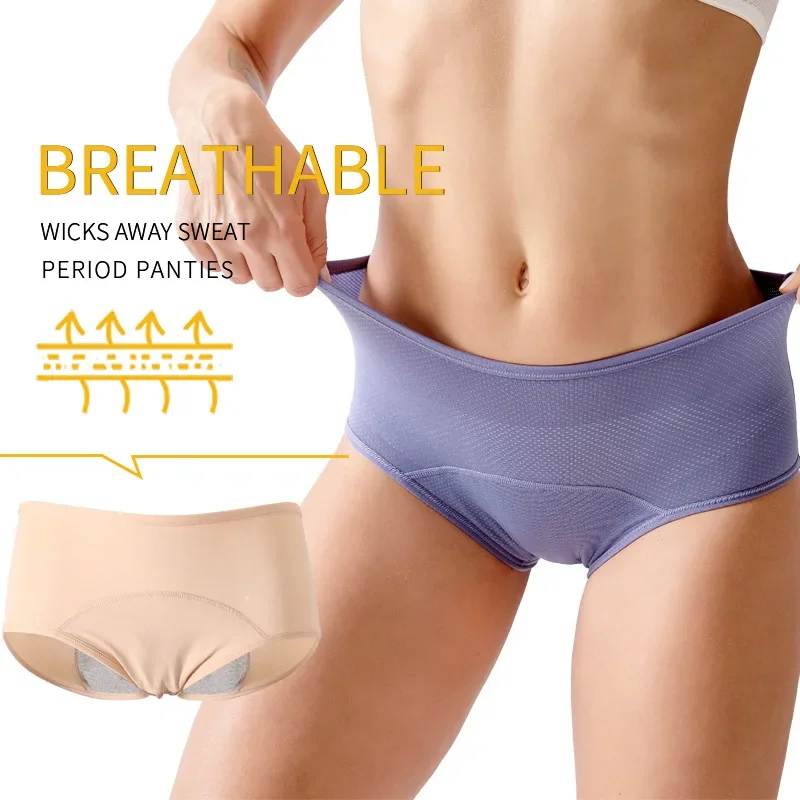 Plus Size Women Menstrual Period Panties Seamless Low Waist Breathable Briefs for Female Physiological Leak Proof Underpants