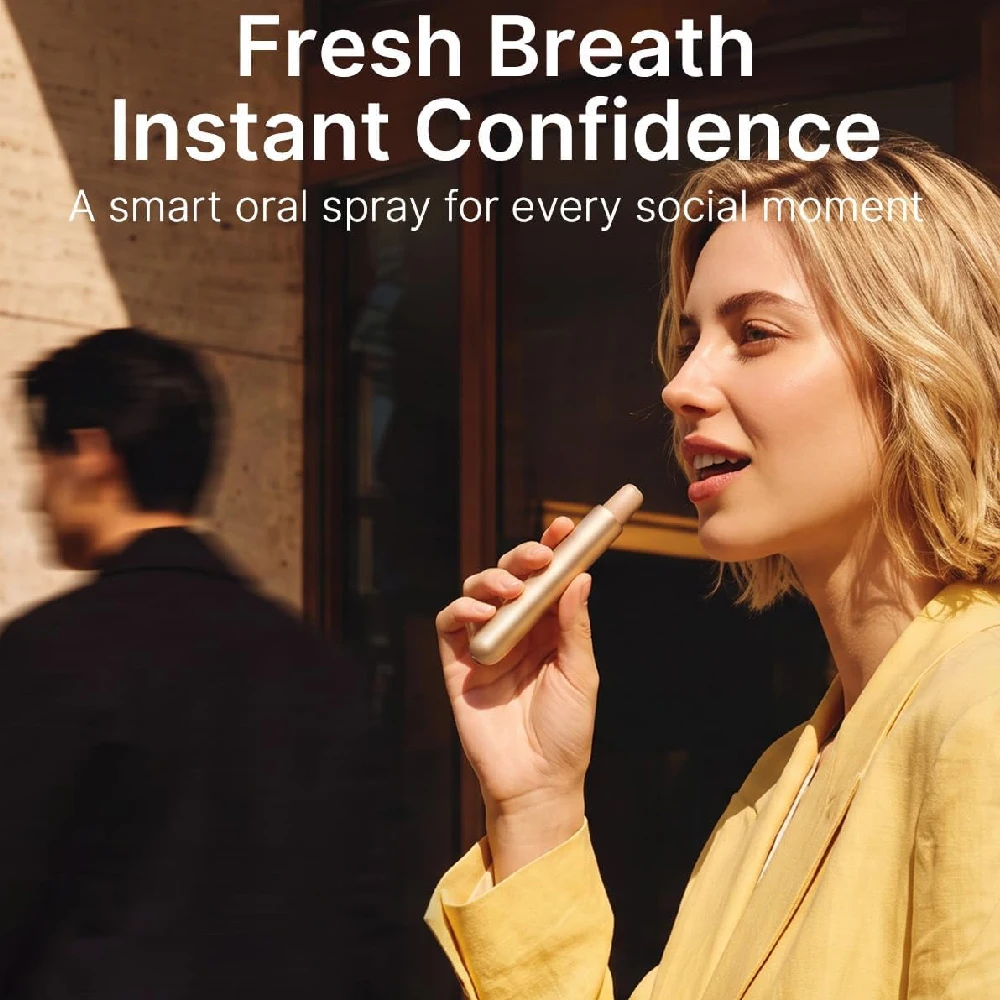 ZDEER PW16 Electric Probiotic Breath Mist Portable Oral Freshener 10ML Refill Pods 5 Natural Flavors USB-C Recharge for Men Wome