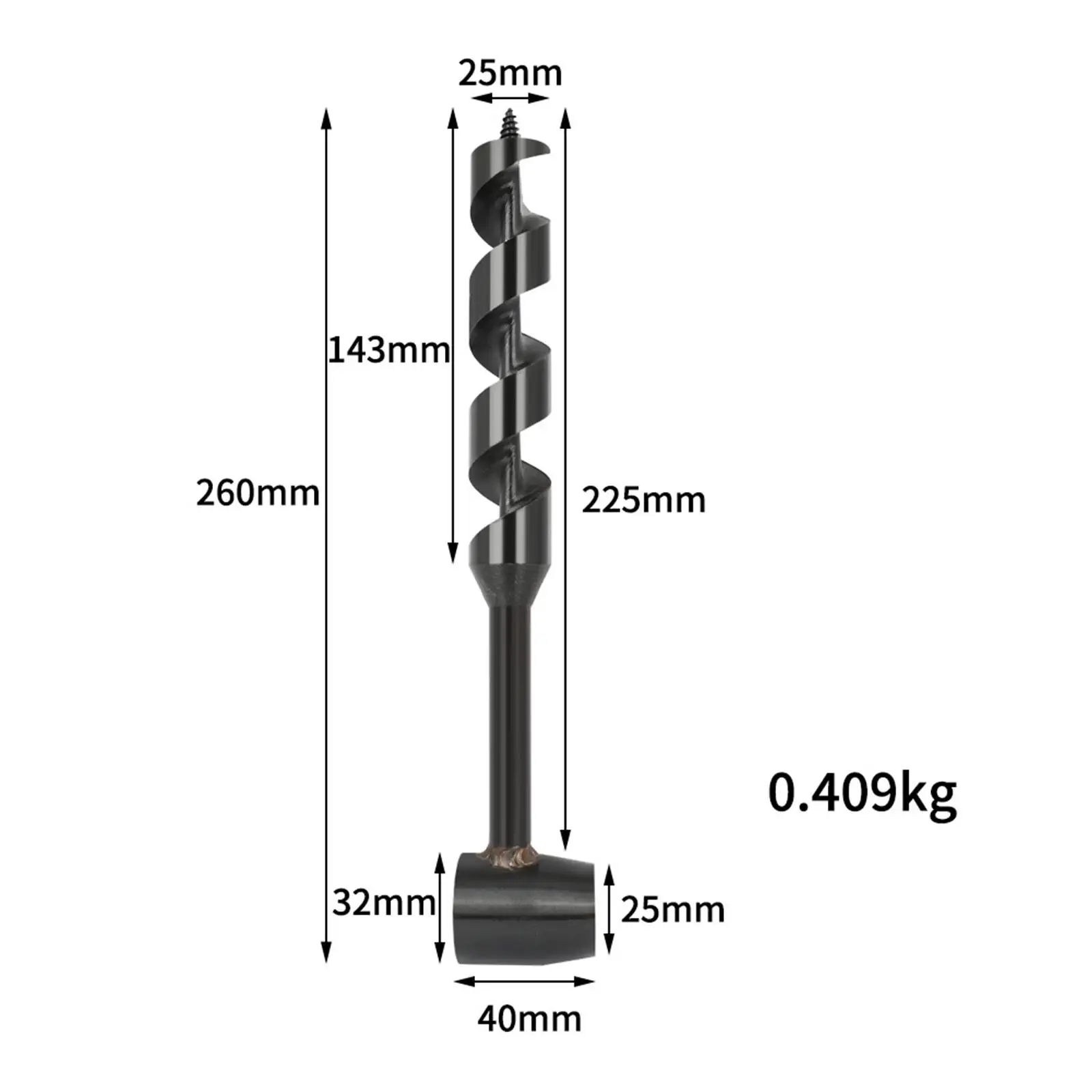 Carbon Steel Auger Drill Bit Durable Spiral Hole Digger for Outdoor