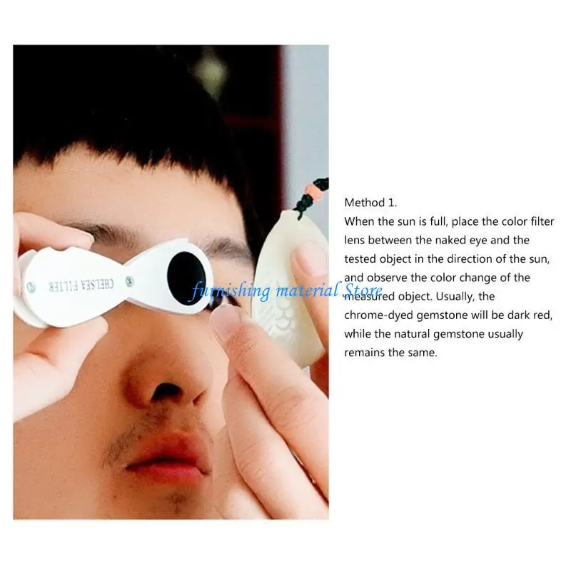 

Y5GD 35X Jewelers Loupes Magnifier Foldable Jewelry Magnifier Jade Color Filter
