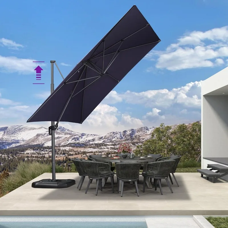 

PURPLE LEAF 11.5' X 11.5' Telescopic Patio Umbrella Outdoor Cantilever Umbrella Square Up Down Lifting Offset Umbrella