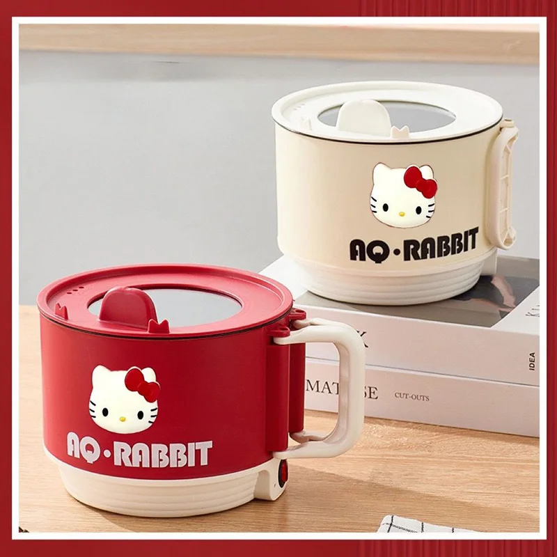 

New Sanrio Hellokitty Kawaii Multifunction Small Cooking Pot Girl Heart Cartoon Small Hot Pot Student Dormitory Cooking Pot Hot