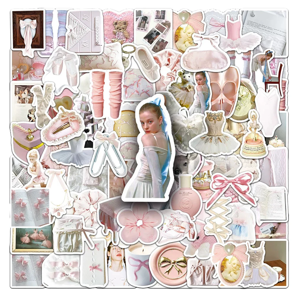 10/30/50/100pcs Kawaii Pink Ballet Girls Cartoon Stickers Cute Ins Style Aesthetic Sticker DIY Suitcase Phone Guitar Decals Pack