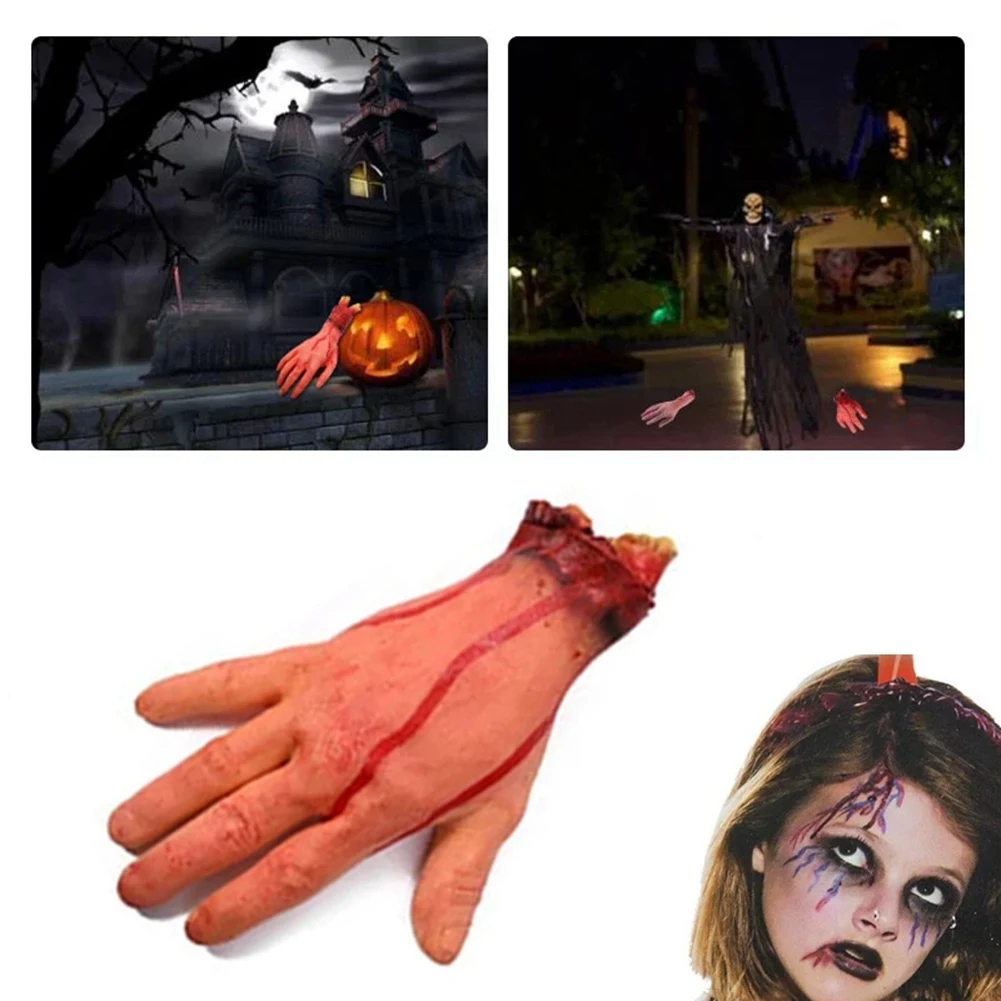 2X Bloody Horror Scary Halloween Prop Fake Severed Life Size Hand House Scary Bloody-AT36