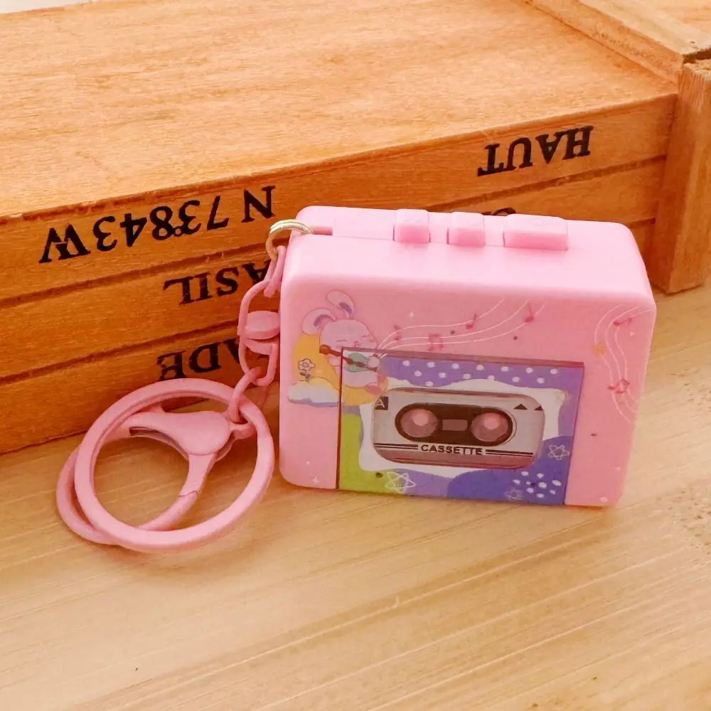 Cassette Recorder Retro Tape Recorder Keychain Recordable Vintage Recording Music Box Pendant Cartoon Partern Mini Player