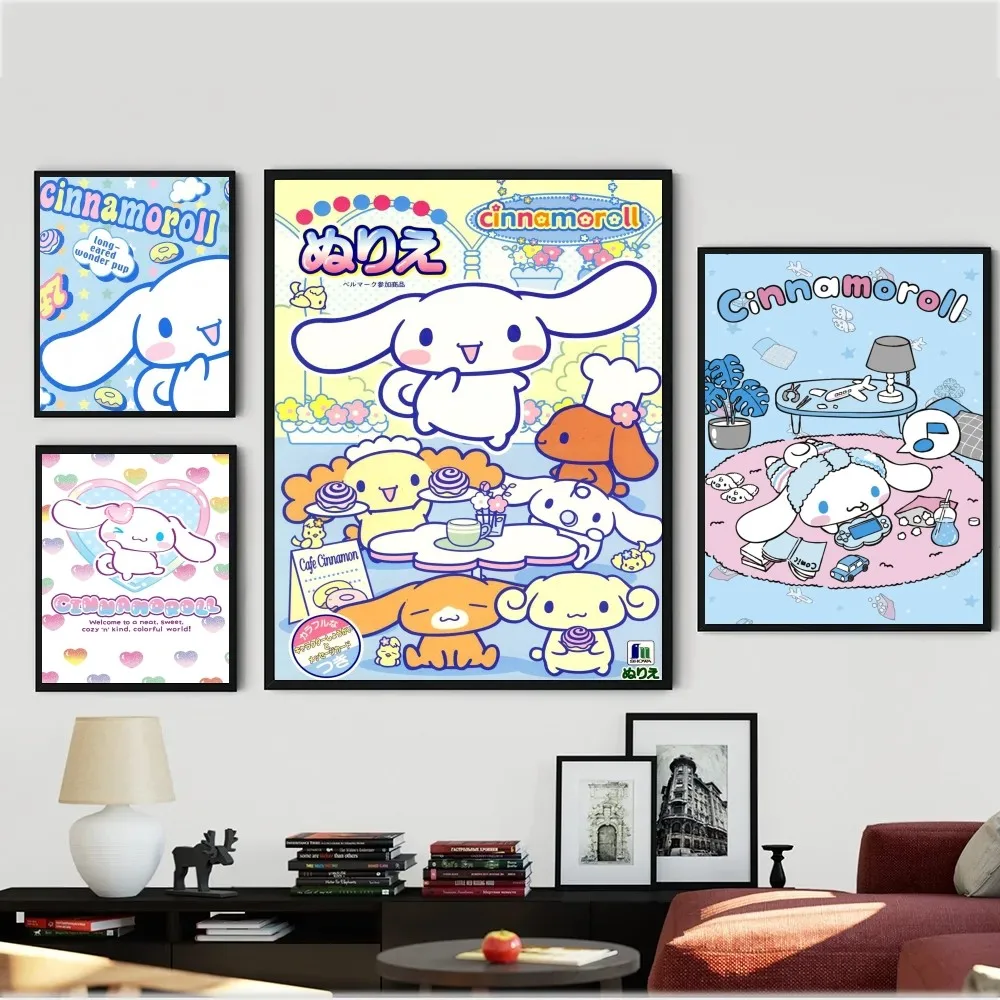 S-Sario-C-Cinnamoroll Poster Posters Kraft Paper Vintage Poster Wall Art Painting Study Aesthetic Art Small Size Wall Stickers