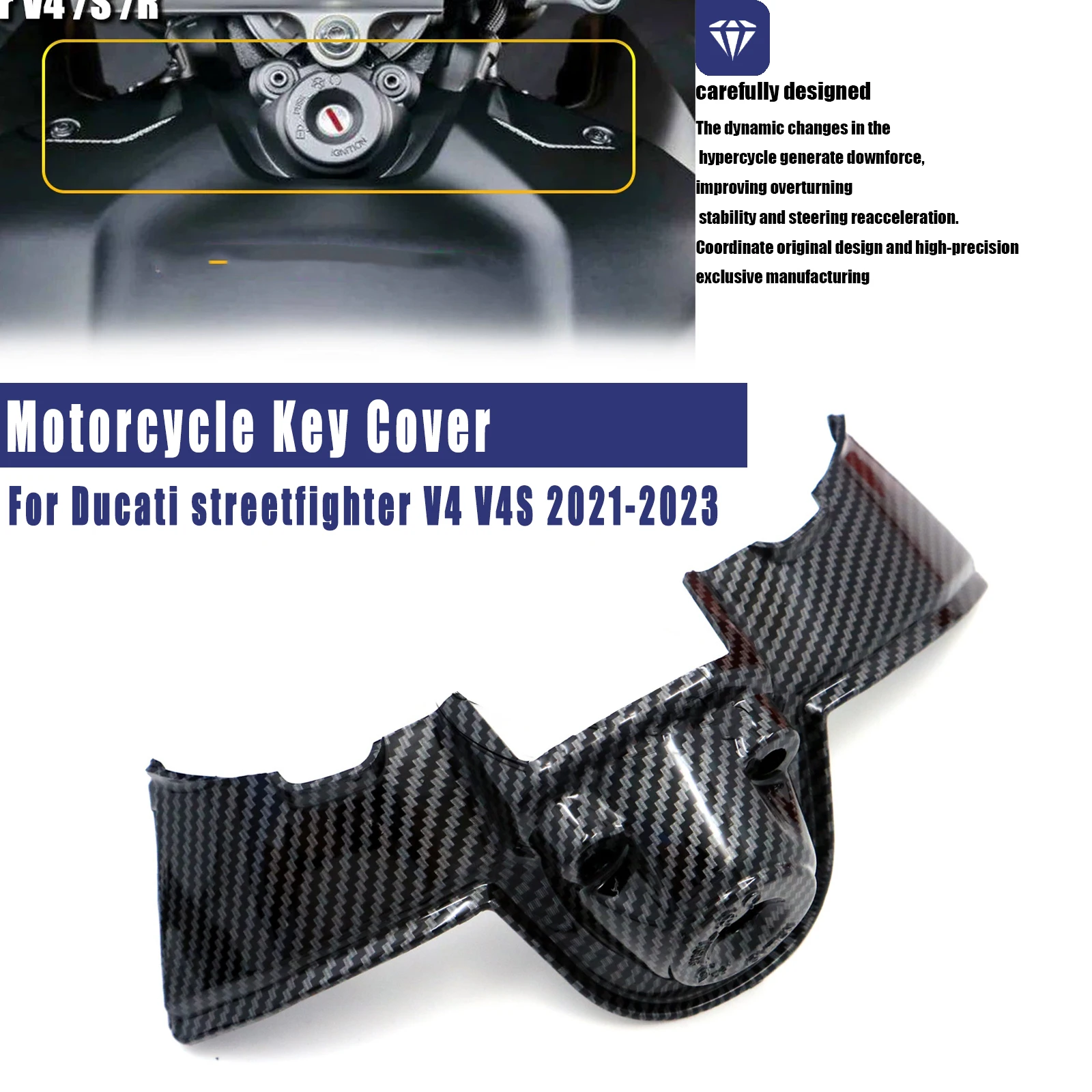 For Ducati streetfighter V4 V4S 2021-2023 Motorcycle Key Cover Ignition Cap Key Lock Guard Accessories ABS Carbon Fiber Fairing