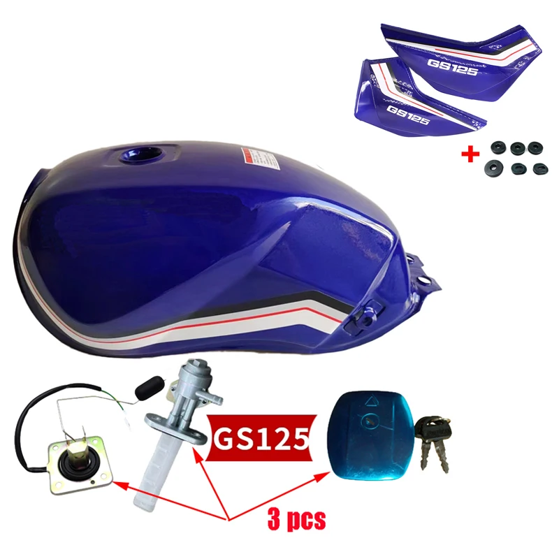 

Motorcyle Fuel Tank Set With Cap/Fuel Tap/Side Cover for Suzuki Haojue Sanlg Haojin Qjmotor GS125 DY125 QJ125 HJ125 Gas Tank