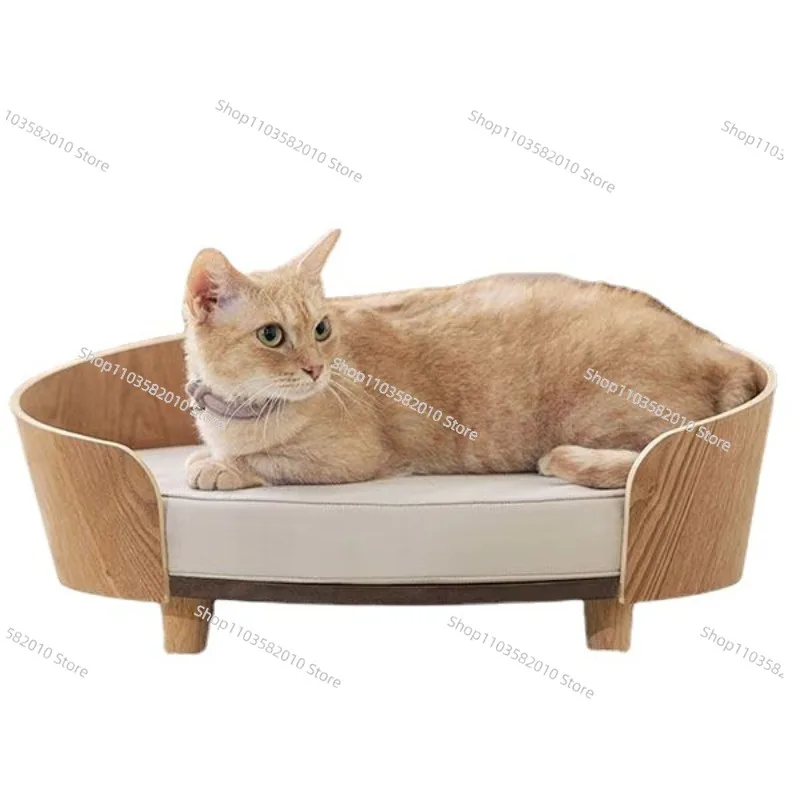 Wooden Pet Bed for Cats & Dogs, Large/Medium/Small Sizes, Cat Litter Enclosure & Dog Crate with Washable Cover