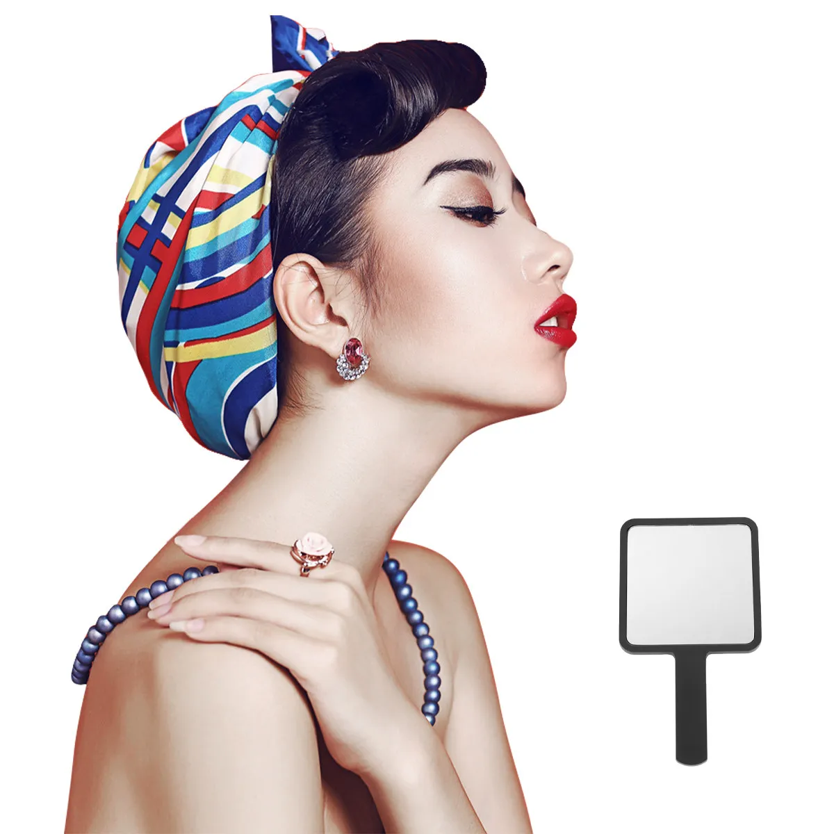 

Handheld Makeup Mirror 90x160mm Portable Clear Surface Compact Mirror Lightweight for Women Black