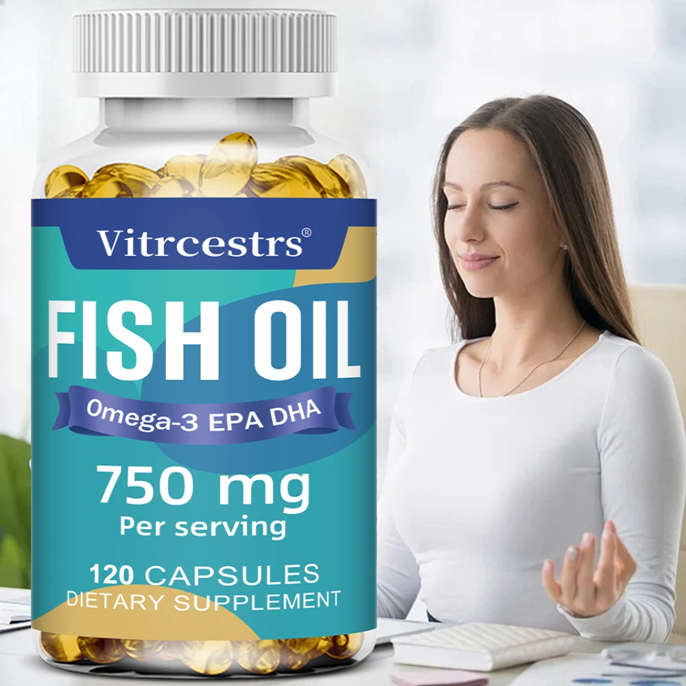 Omega 3 Fish Oil Supplement Omega-3, EPA and DHA, Helps Brain Development & Cardiovascular Health, Support Bone & Heart Health
