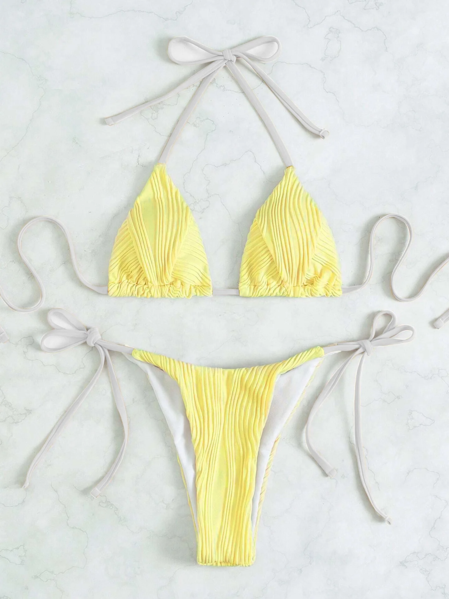 Roupa de banho feminina 2024 biquíni feminino cor sólida banho sem costas sexy tankini alça de duas peças maiô primavera quente S-L