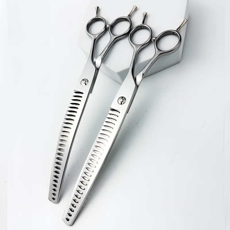 wingsbro 8/7 Inches Dogs Curved Grooming Scissors, High Quality Professional Pet Curved Big Shark Scissors Dogs Hair Trimming - view 3