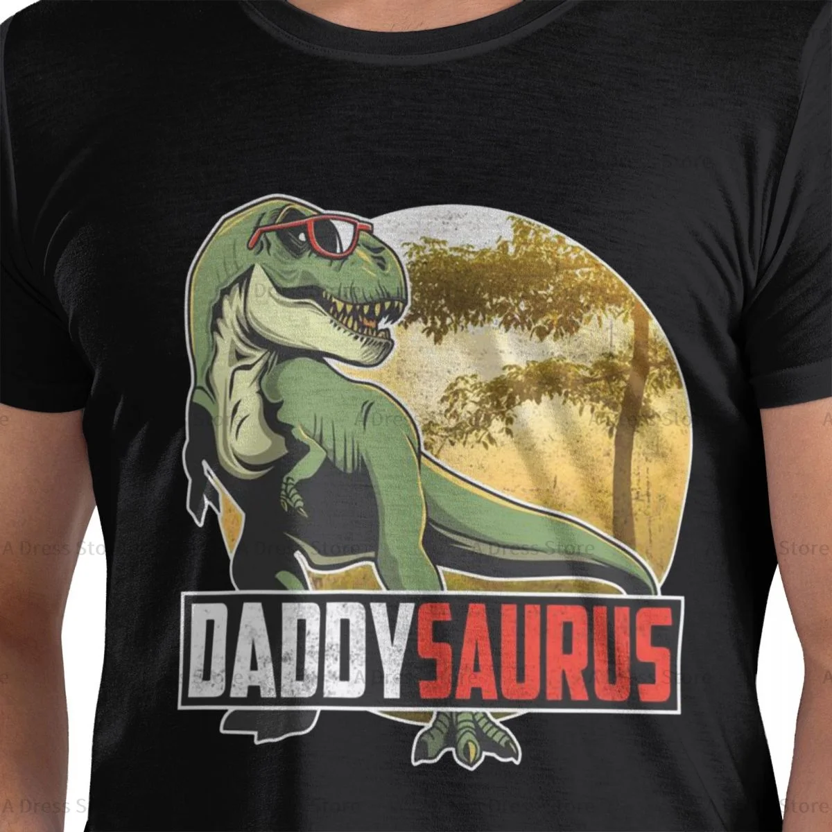 Papasaurus 4 Camiseta de cuello redondo para hombre, moderna, con estampado de gran tamaño, manga corta, regalo para todo el año