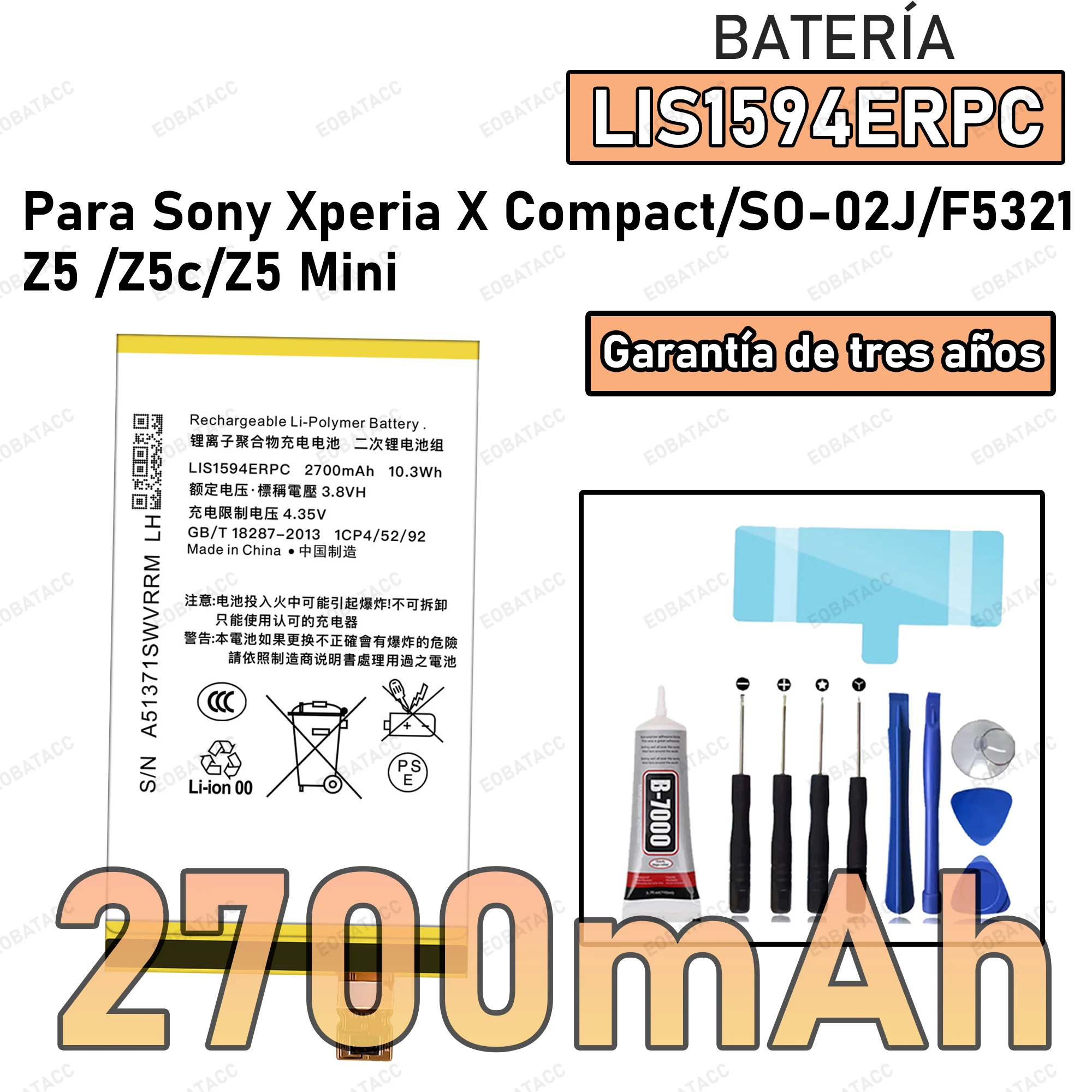 100% New Zero Cycle LIS1594ERPC Battery For Sony Xperia X Compact/SO-02J/F5321/Z5 /Z5C /Z5 MINI Batteries Bateria