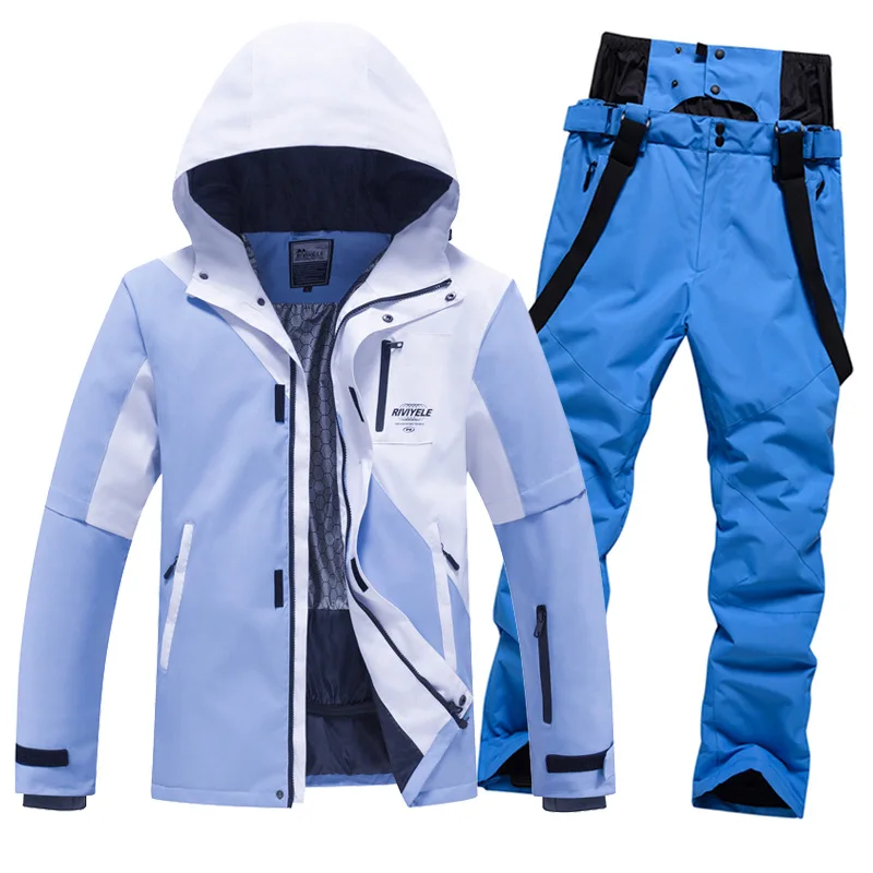 

Men Snowboard Wear Hooded Warm Outdoor Snow Jackets Pants Ski Suites Women Winter New Skiing Set Windproof Overalls Ski Clothing